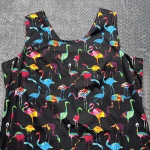 Hawaiian‎ Flamingo Print Dress 2XL Hawaii Hangover Black Stretch Zip Vacation